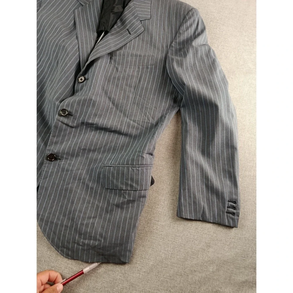 Oxxford Cloth Suit Mens 44 Gray Striped Wool Half Lined Lightweight Pants 36X29